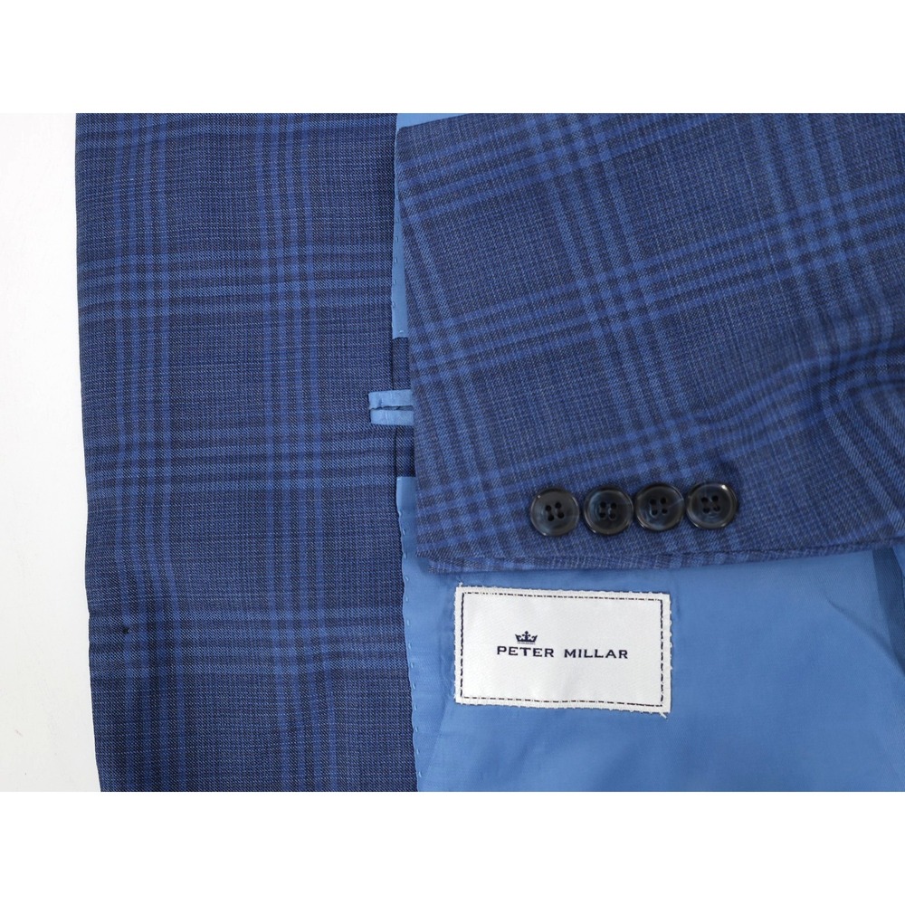Peter Millar Sport Coat Mens 44S Windowpane plaid Wool Two Button notch lapel